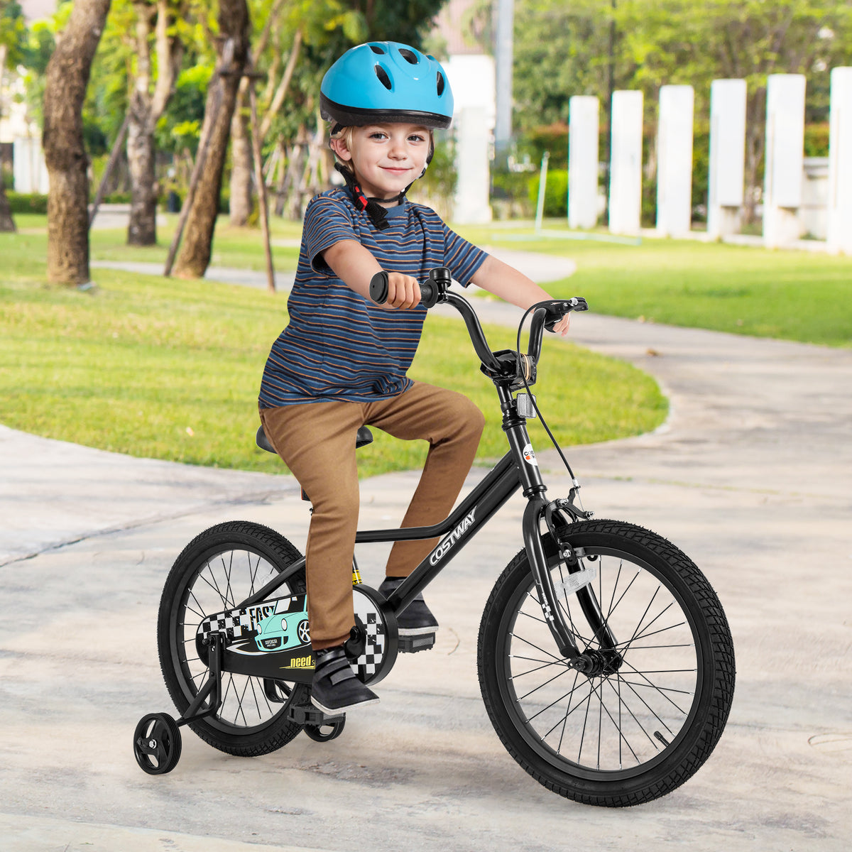 Kids Bike with Training Wheels, Adjustable Carbon Steel Frame-Kids Bike-DECOROLALA