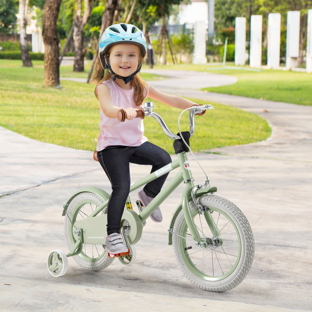 Kids Bike with Training Wheels, Adjustable Handlebar and Seat-Kids Bike-DECOROLALA
