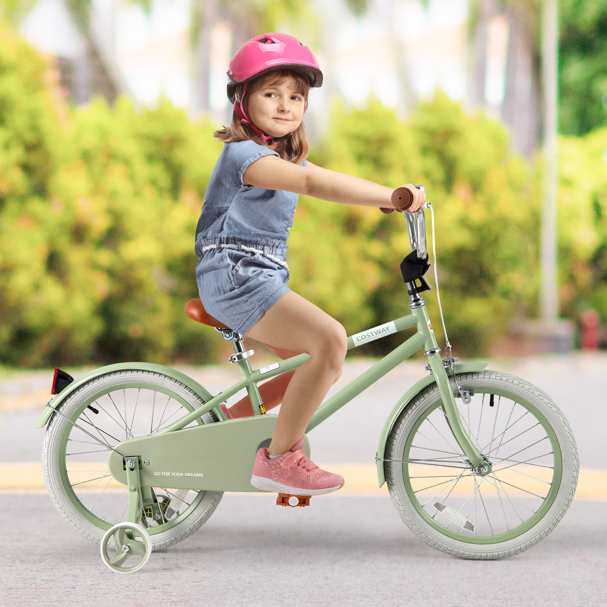 Kids Bike with Training Wheels, Adjustable Handlebar and Seat-Kids Bike-DECOROLALA