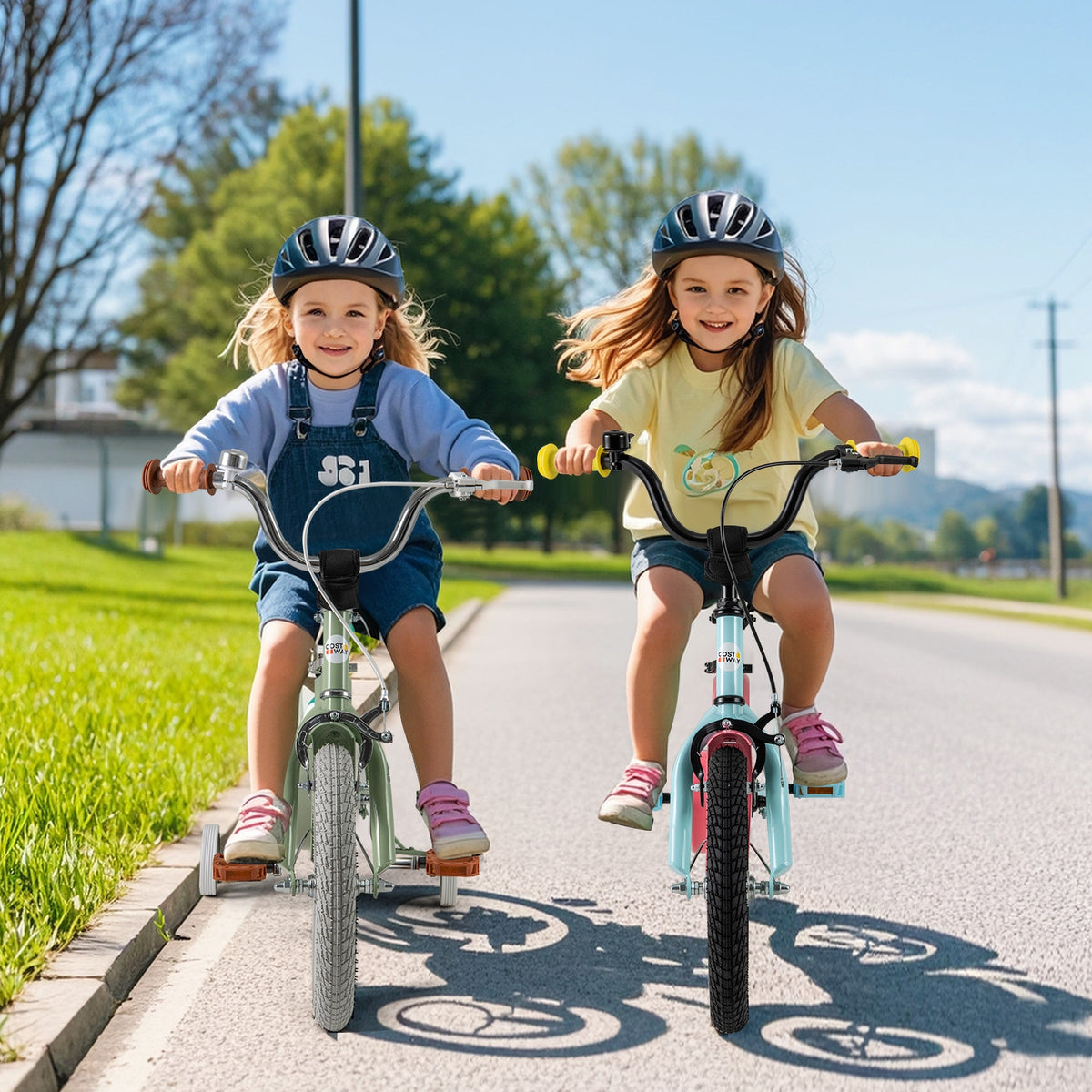 Kids Bike with Training Wheels, Adjustable Handlebar and Seat-Kids Bike-DECOROLALA