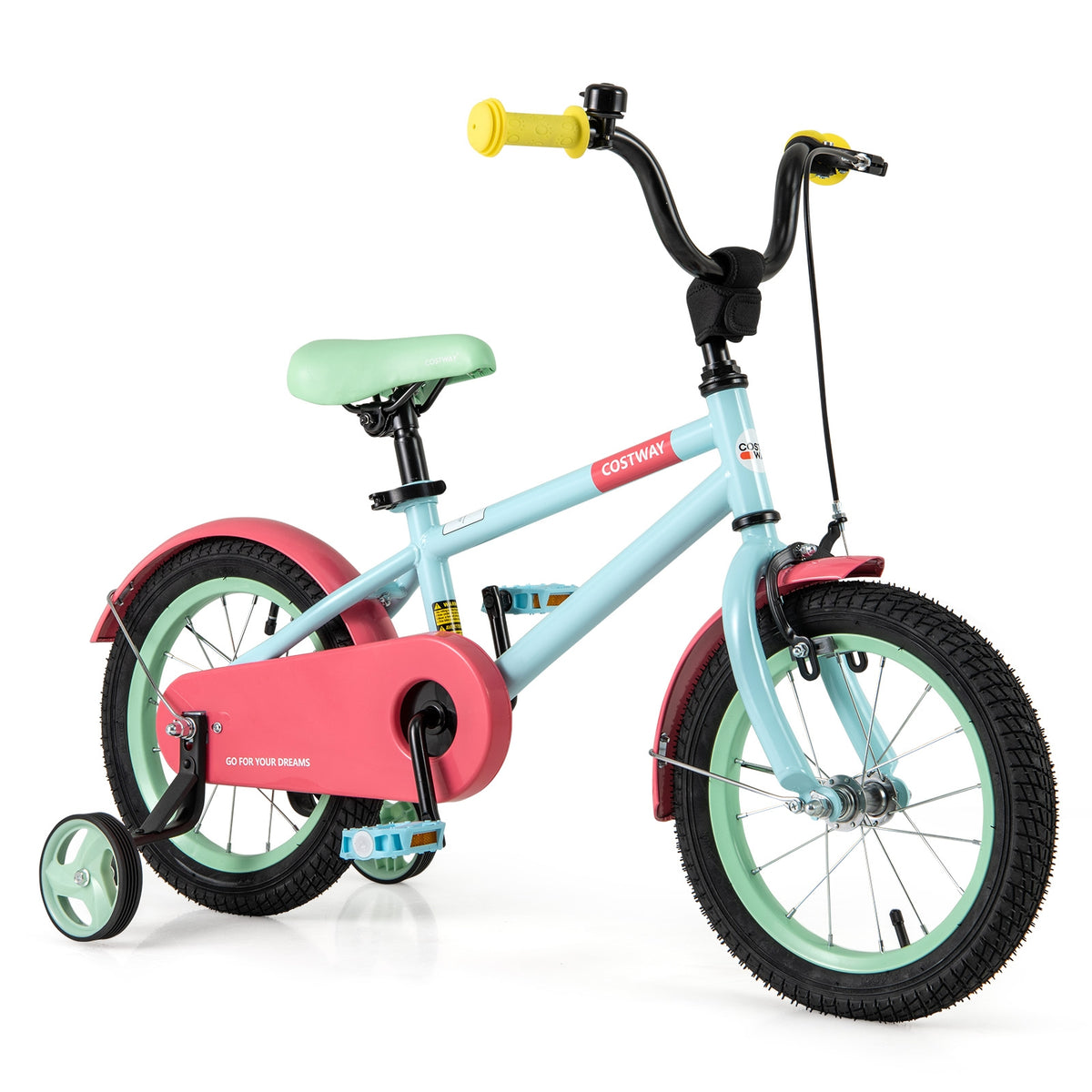 Kids Bike with Training Wheels, Adjustable Handlebar and Seat-Kids Bike-DECOROLALA