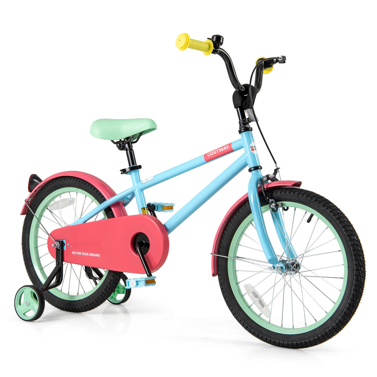 Kids Bike with Training Wheels, Adjustable Handlebar and Seat-Kids Bike-DECOROLALA