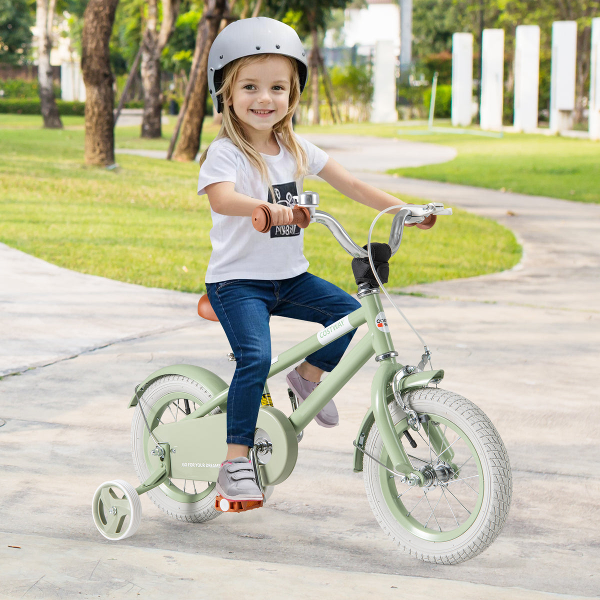 Kids Bike with Training Wheels, Adjustable Handlebar and Seat-Kids Bike-DECOROLALA