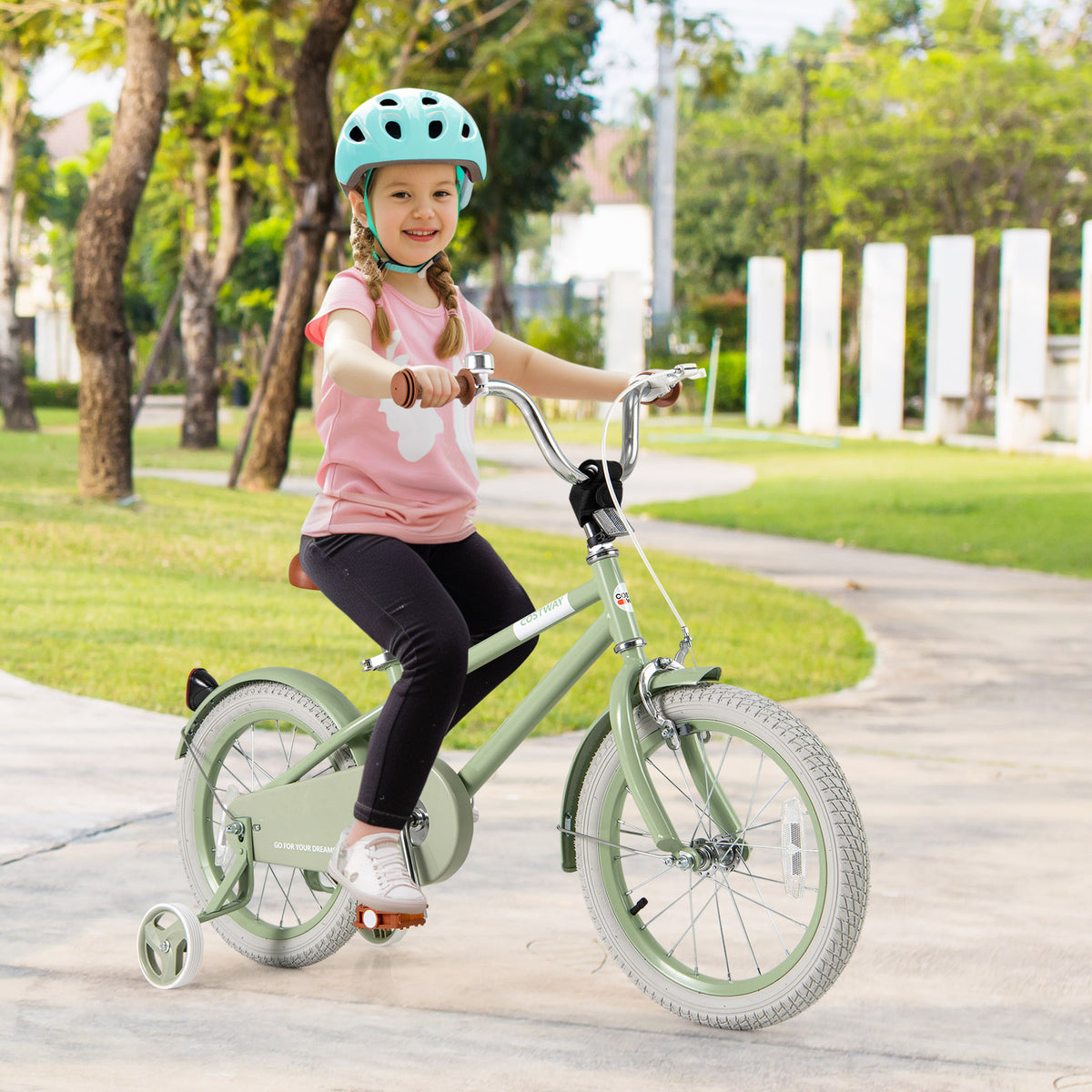 Kids Bike with Training Wheels, Adjustable Handlebar and Seat-Kids Bike-DECOROLALA