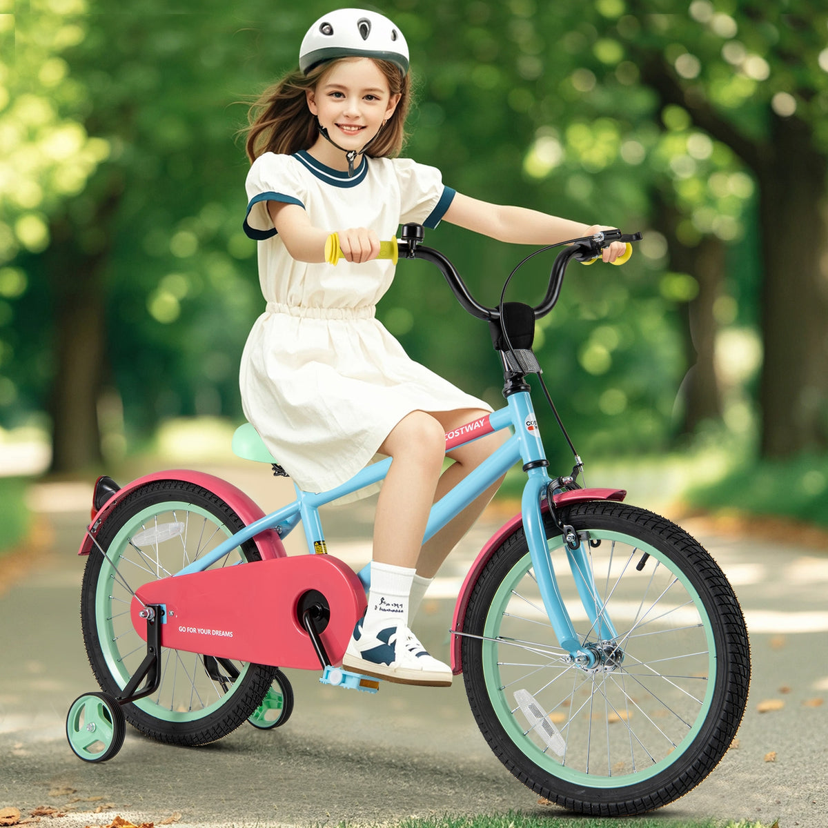 Kids Bike with Training Wheels, Adjustable Handlebar and Seat-Kids Bike-DECOROLALA
