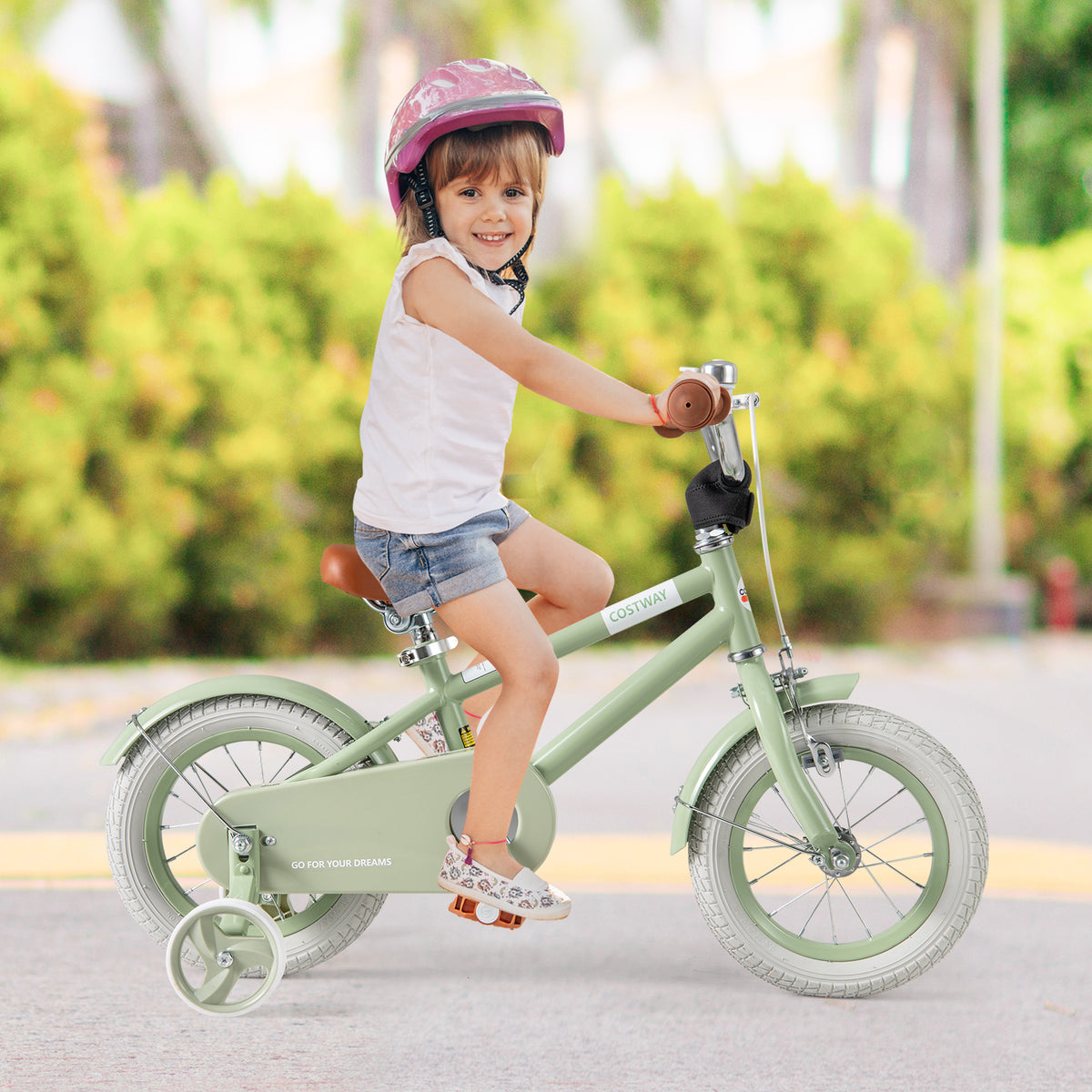 Kids Bike with Training Wheels, Adjustable Handlebar and Seat-Kids Bike-DECOROLALA
