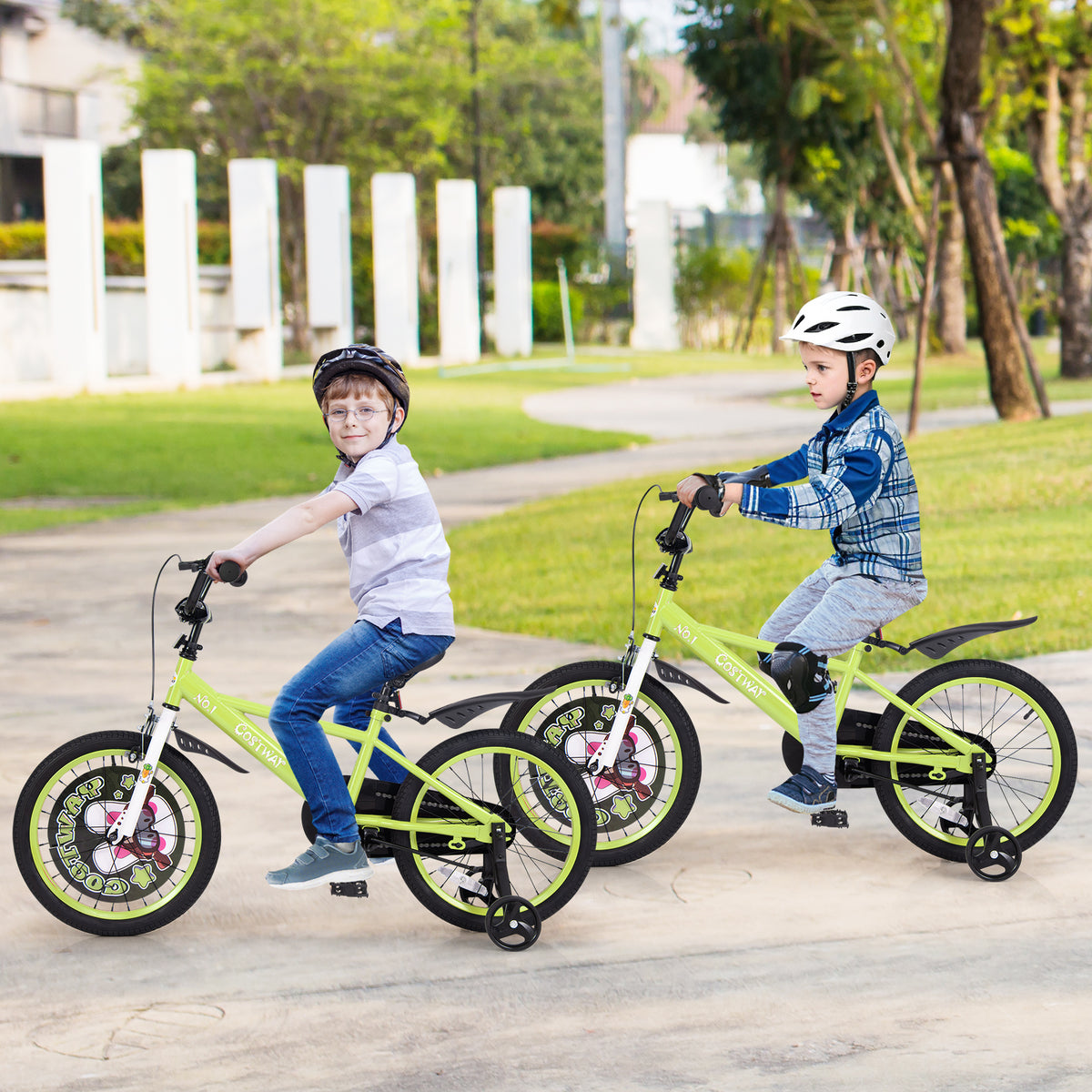 Kids Bike with Training Wheels, Adjustable Seat and Handlebar-Kids Bike-DECOROLALA