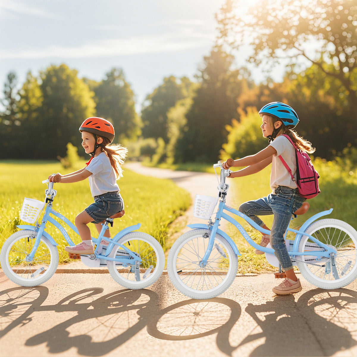 Kids Bike with Training Wheels, Adjustable Seat and Handlebar-Kids Bike-DECOROLALA