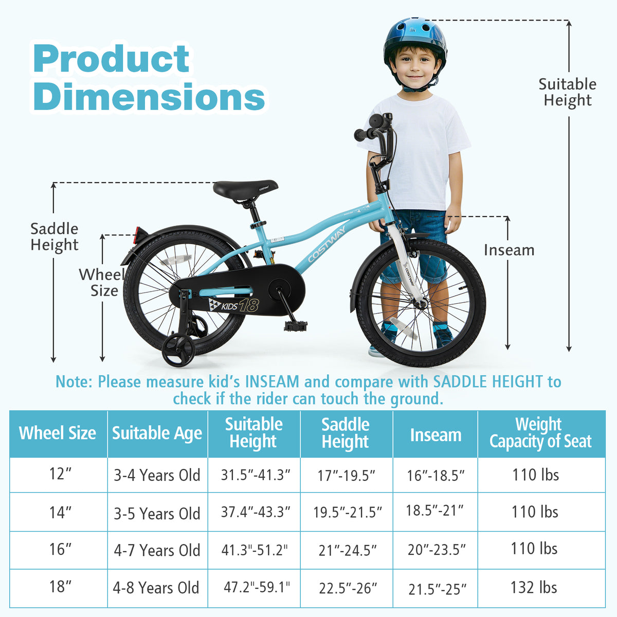 Kids Bike with Training Wheels - Adjustable Seat and Handlebar-Kids Bike-DECOROLALA