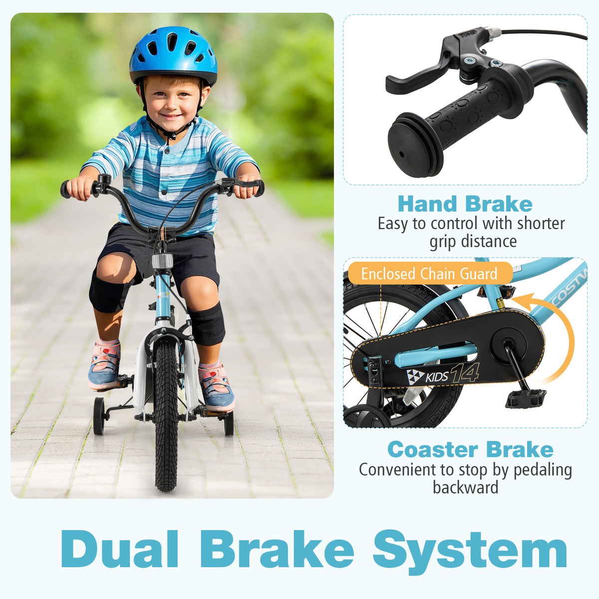 Kids Bike with Training Wheels - Adjustable Seat and Handlebar-Kids Bike-DECOROLALA