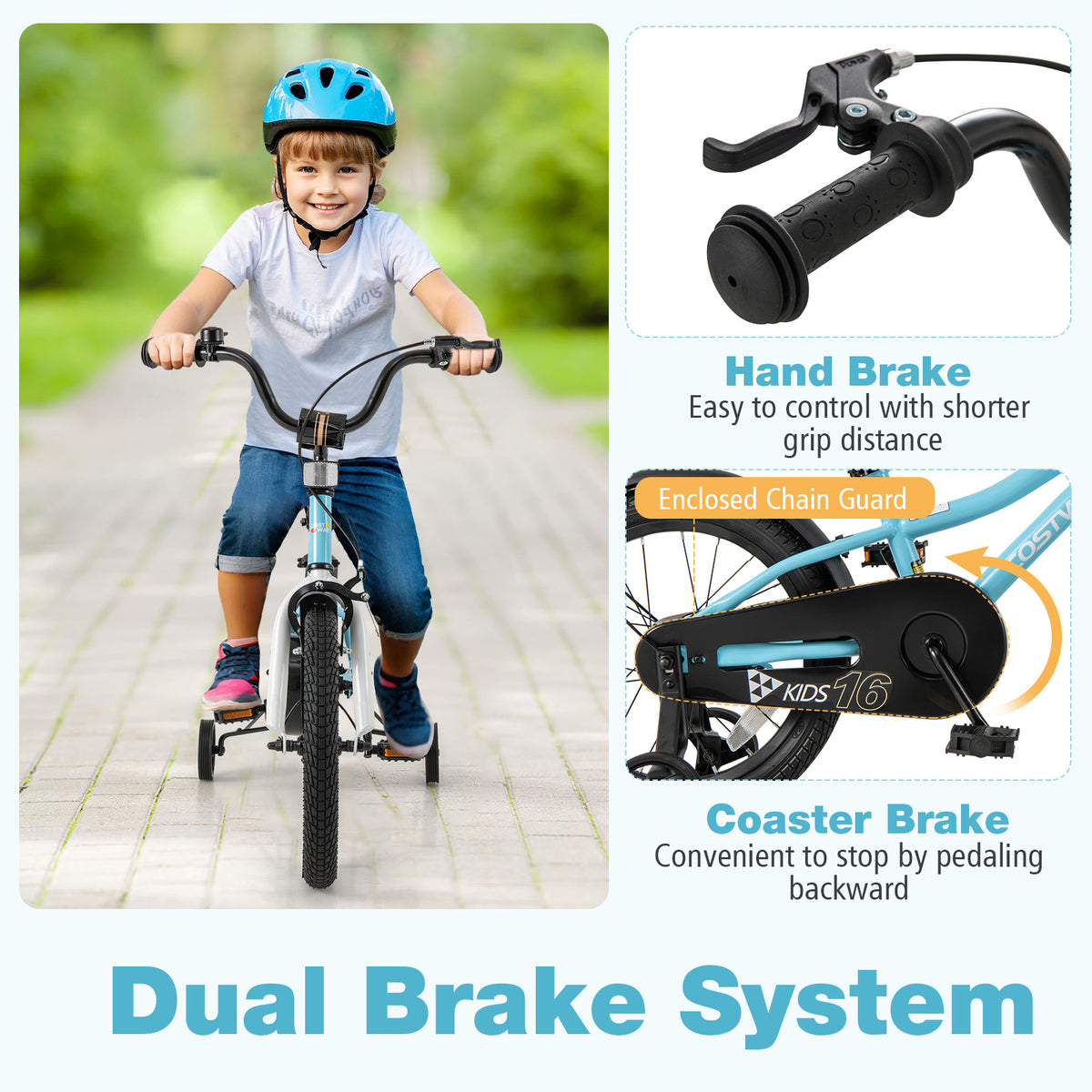 Kids Bike with Training Wheels - Adjustable Seat and Handlebar-Kids Bike-DECOROLALA