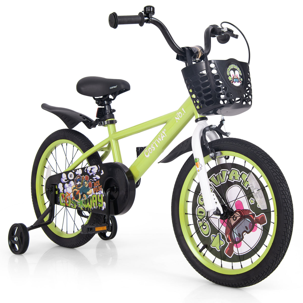 Kids Bike with Training Wheels, Adjustable Seat and Handlebar-Kids Bike-DECOROLALA