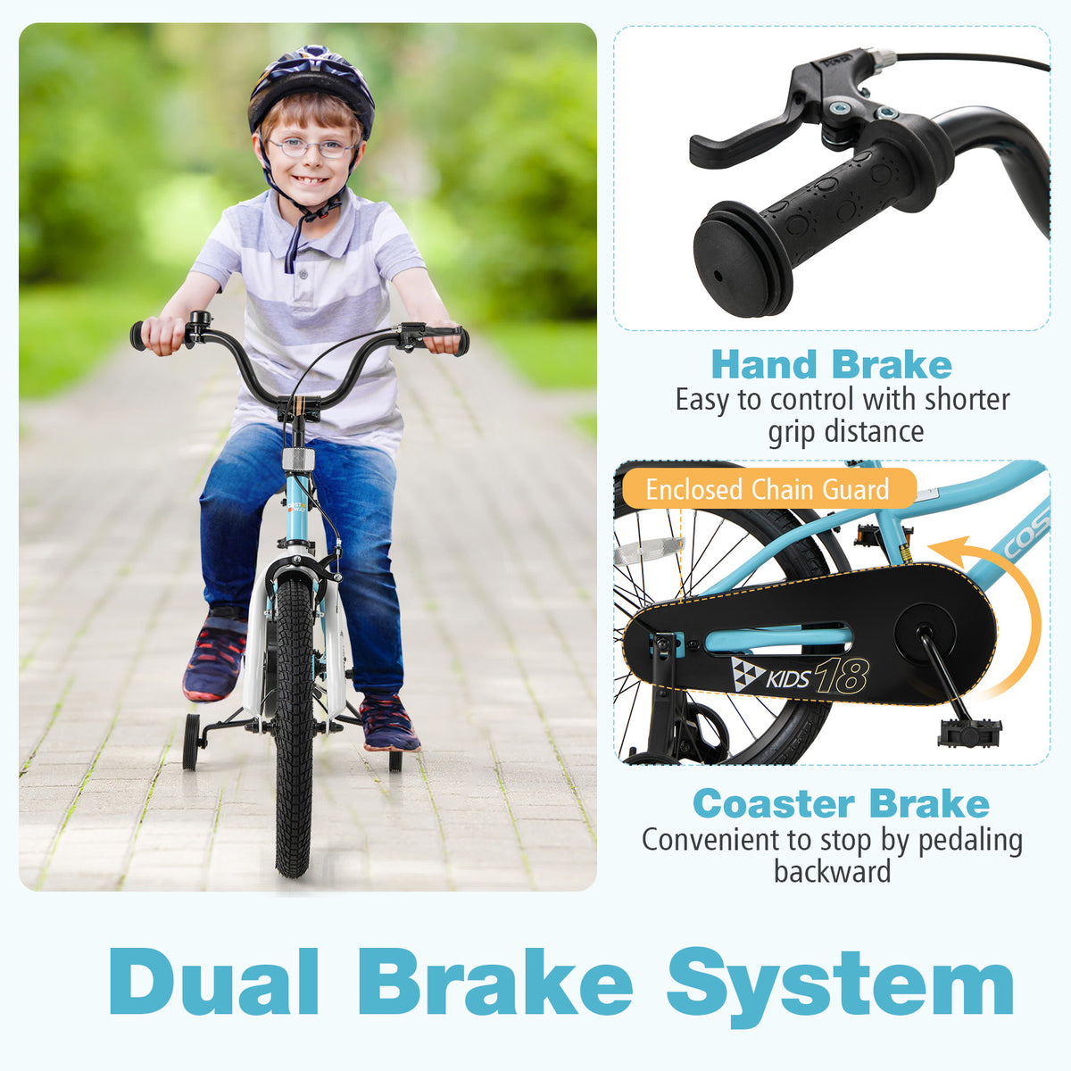 Kids Bike with Training Wheels - Adjustable Seat and Handlebar-Kids Bike-DECOROLALA