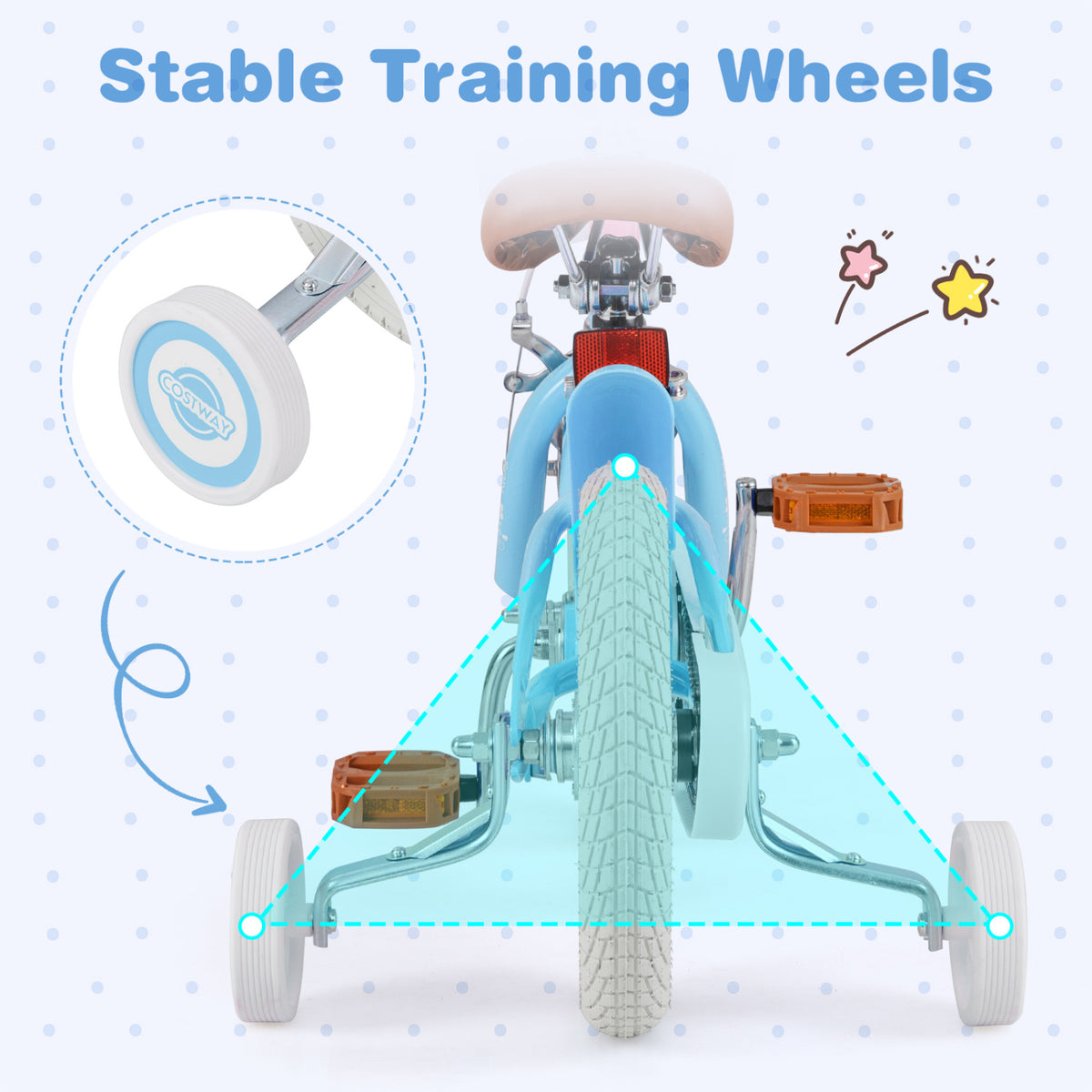 Kids Bike with Training Wheels, Adjustable Seat and Handlebar-Kids Bike-DECOROLALA