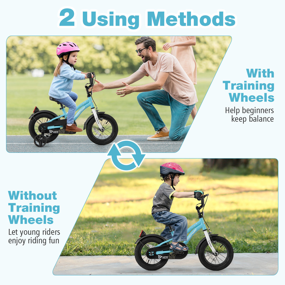Kids Bike with Training Wheels - Adjustable Seat and Handlebar-Kids Bike-DECOROLALA