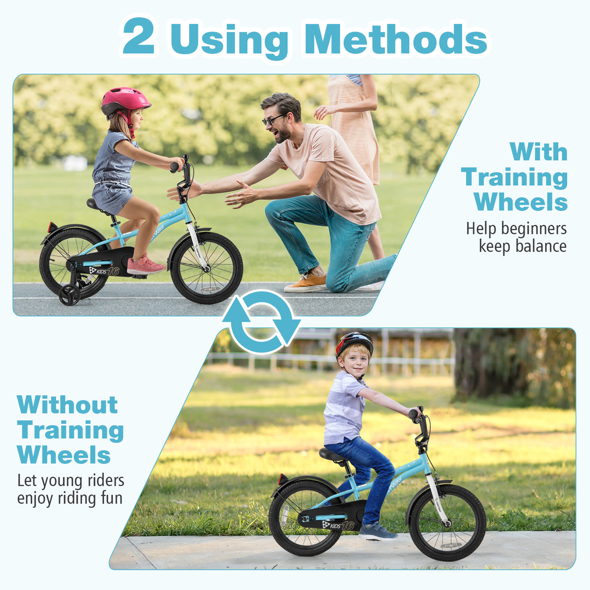 Kids Bike with Training Wheels - Adjustable Seat and Handlebar-Kids Bike-DECOROLALA