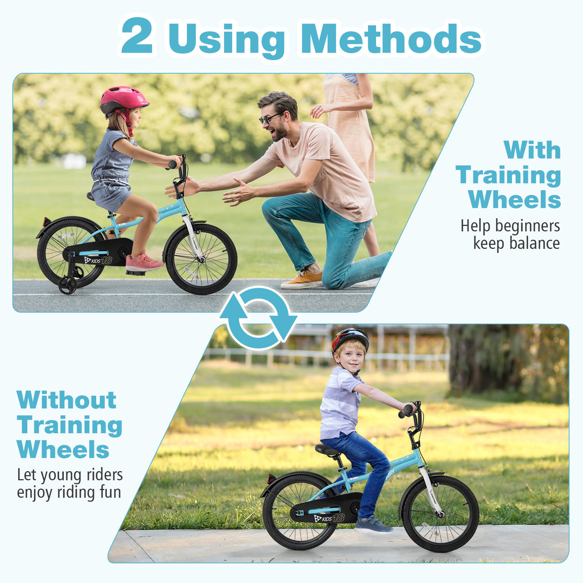 Kids Bike with Training Wheels - Adjustable Seat and Handlebar-Kids Bike-DECOROLALA