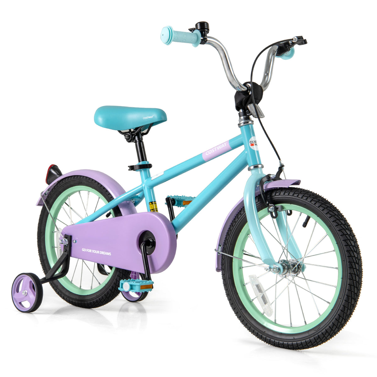 Kids Bike with Training Wheels, Adjustable Seat and Handlebar-Kids Bike-DECOROLALA