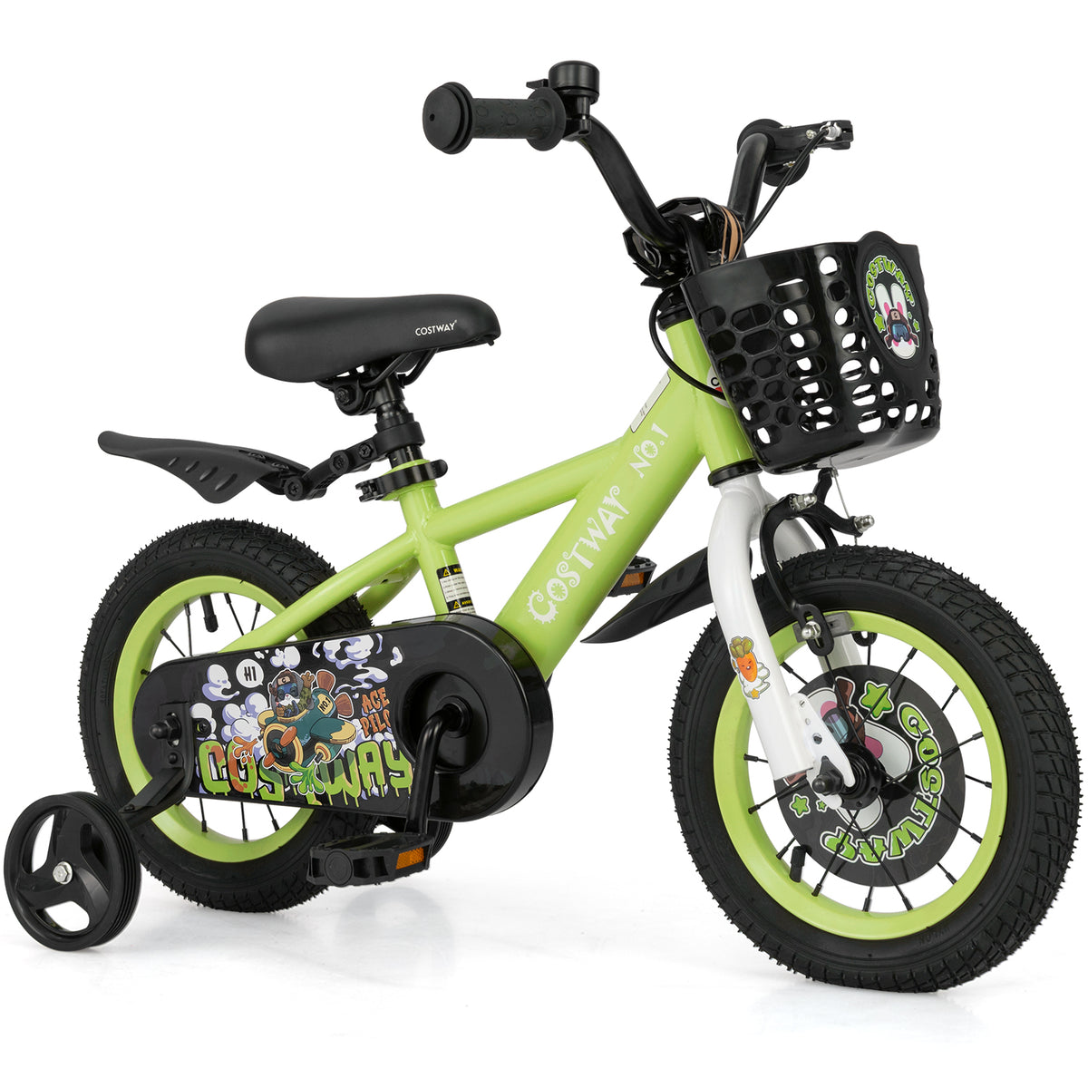 Kids Bike with Training Wheels, Adjustable Seat and Handlebar-Kids Bike-DECOROLALA