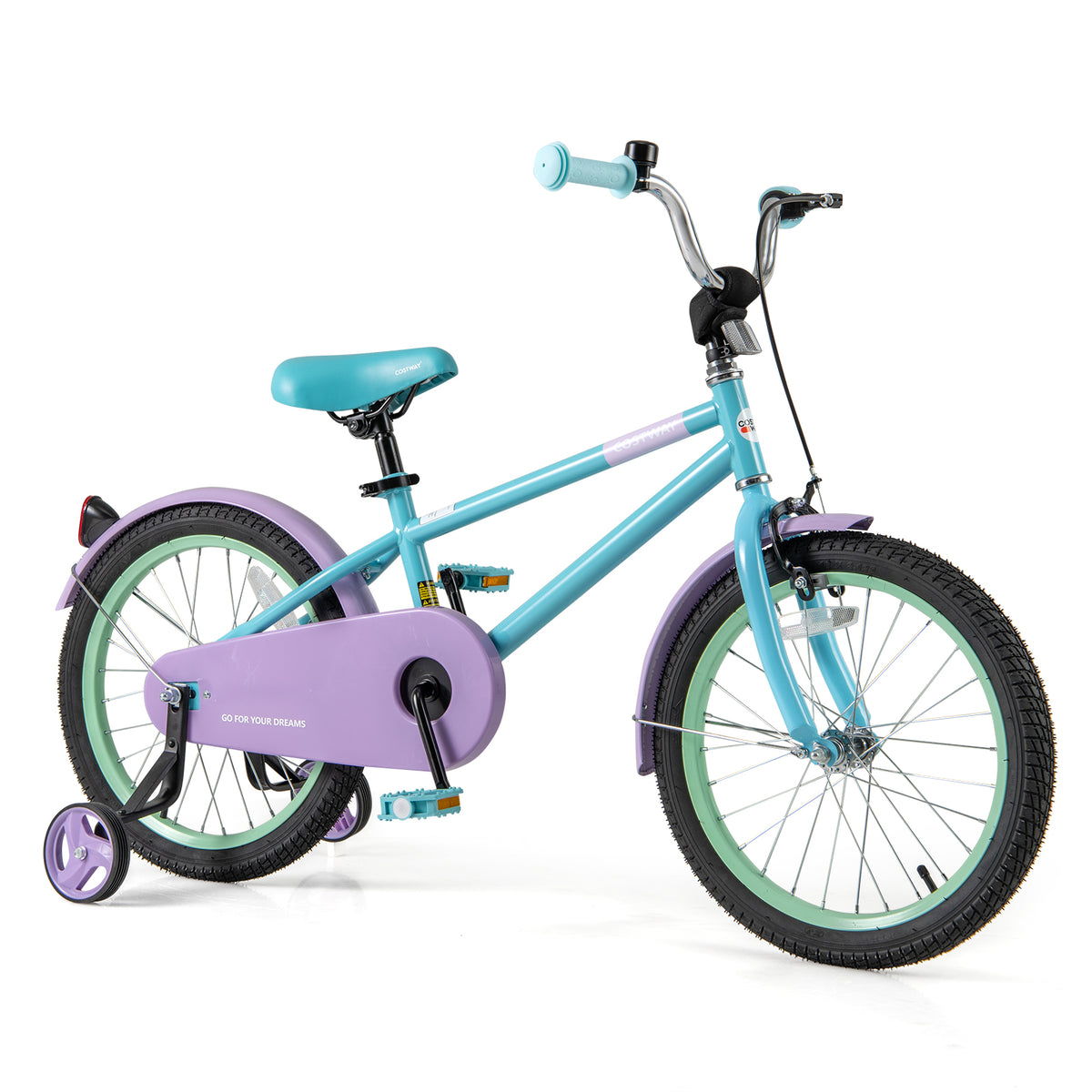 Kids Bike with Training Wheels, Adjustable Seat and Handlebar-Kids Bike-DECOROLALA