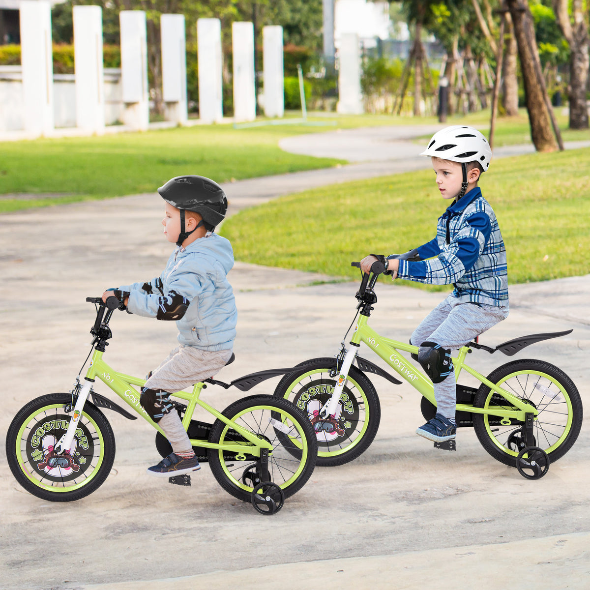 Kids Bike with Training Wheels, Adjustable Seat and Handlebar-Kids Bike-DECOROLALA