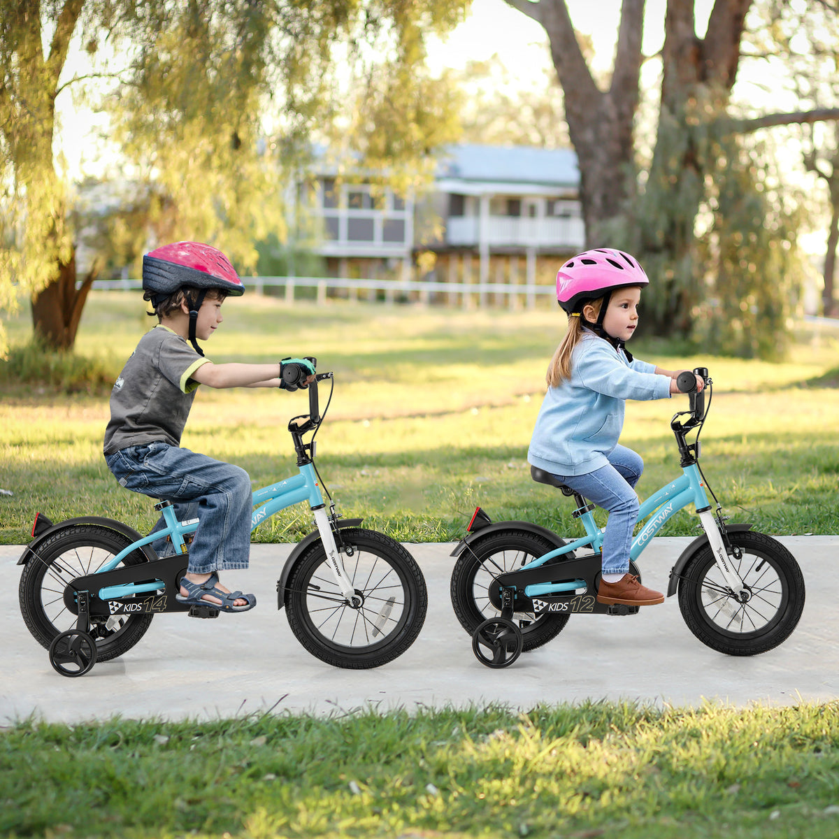 Kids Bike with Training Wheels - Adjustable Seat and Handlebar-Kids Bike-DECOROLALA