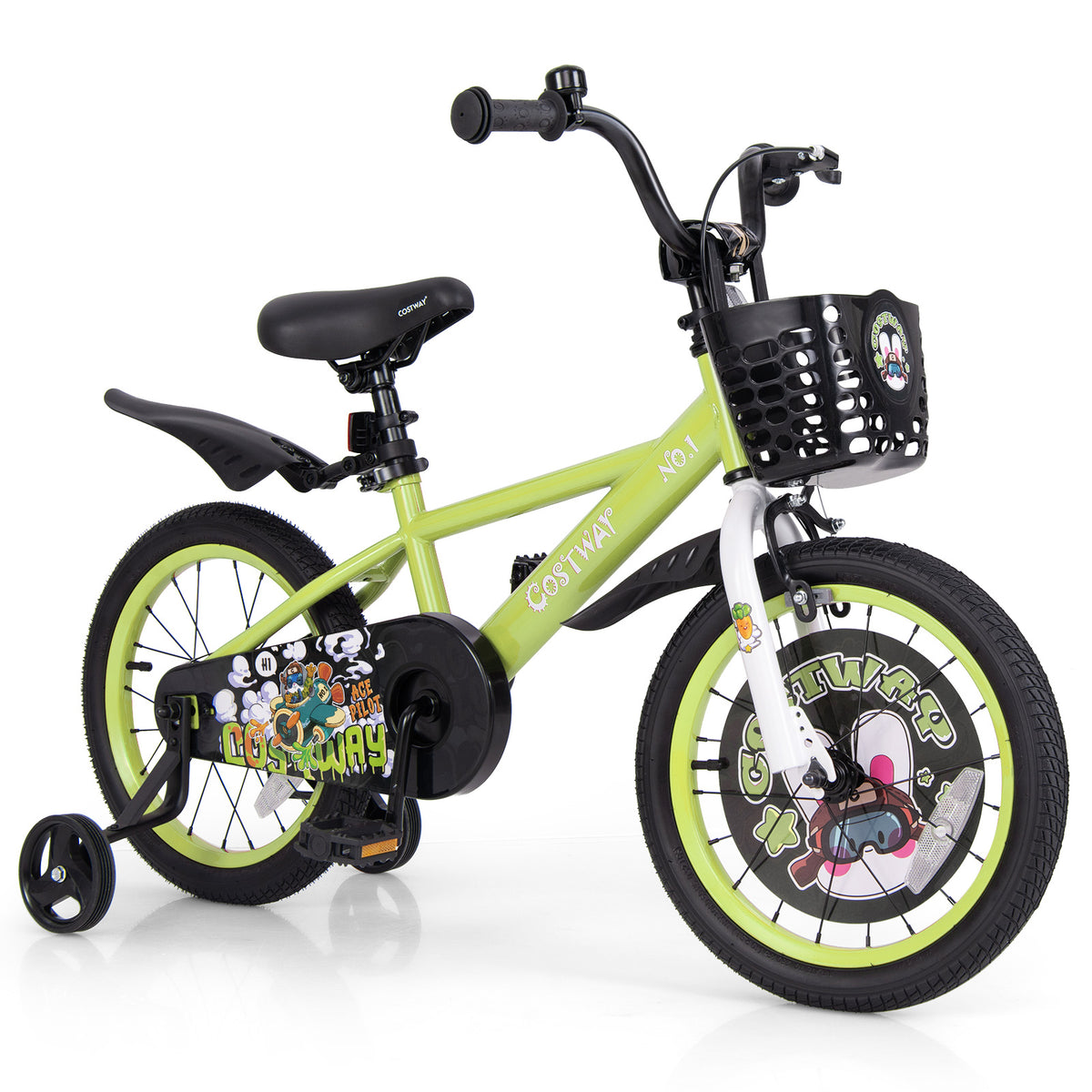 Kids Bike with Training Wheels, Adjustable Seat and Handlebar-Kids Bike-DECOROLALA