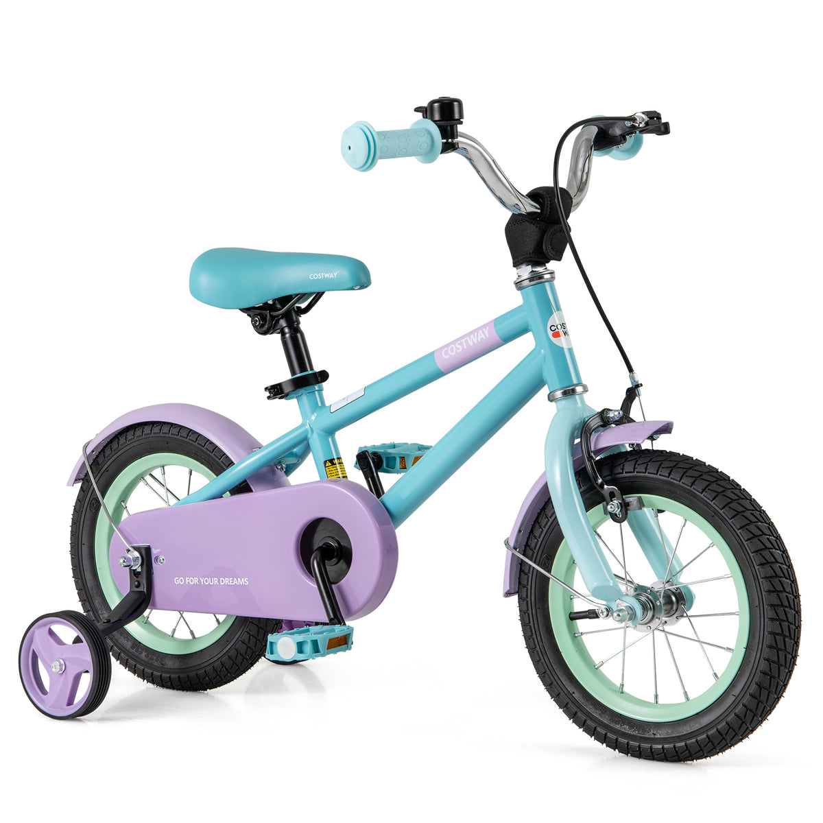 Kids Bike with Training Wheels, Adjustable Seat and Handlebar-Kids Bike-DECOROLALA