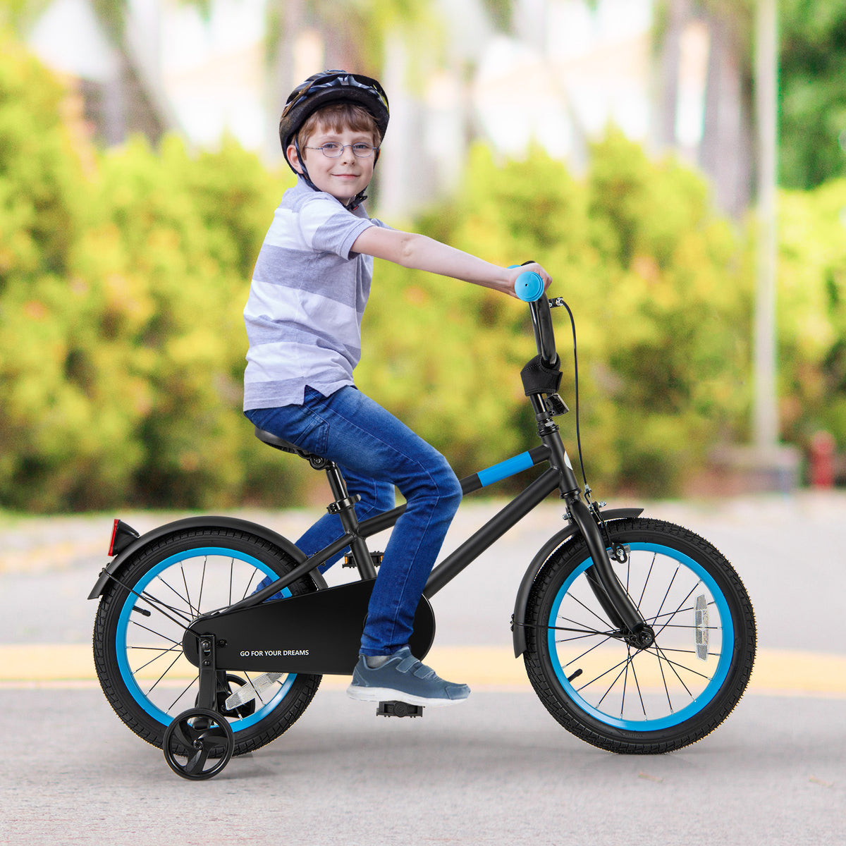 Kids Bike with Training Wheels and Adjustable Handlebar and Seat-Kids Bike-DECOROLALA