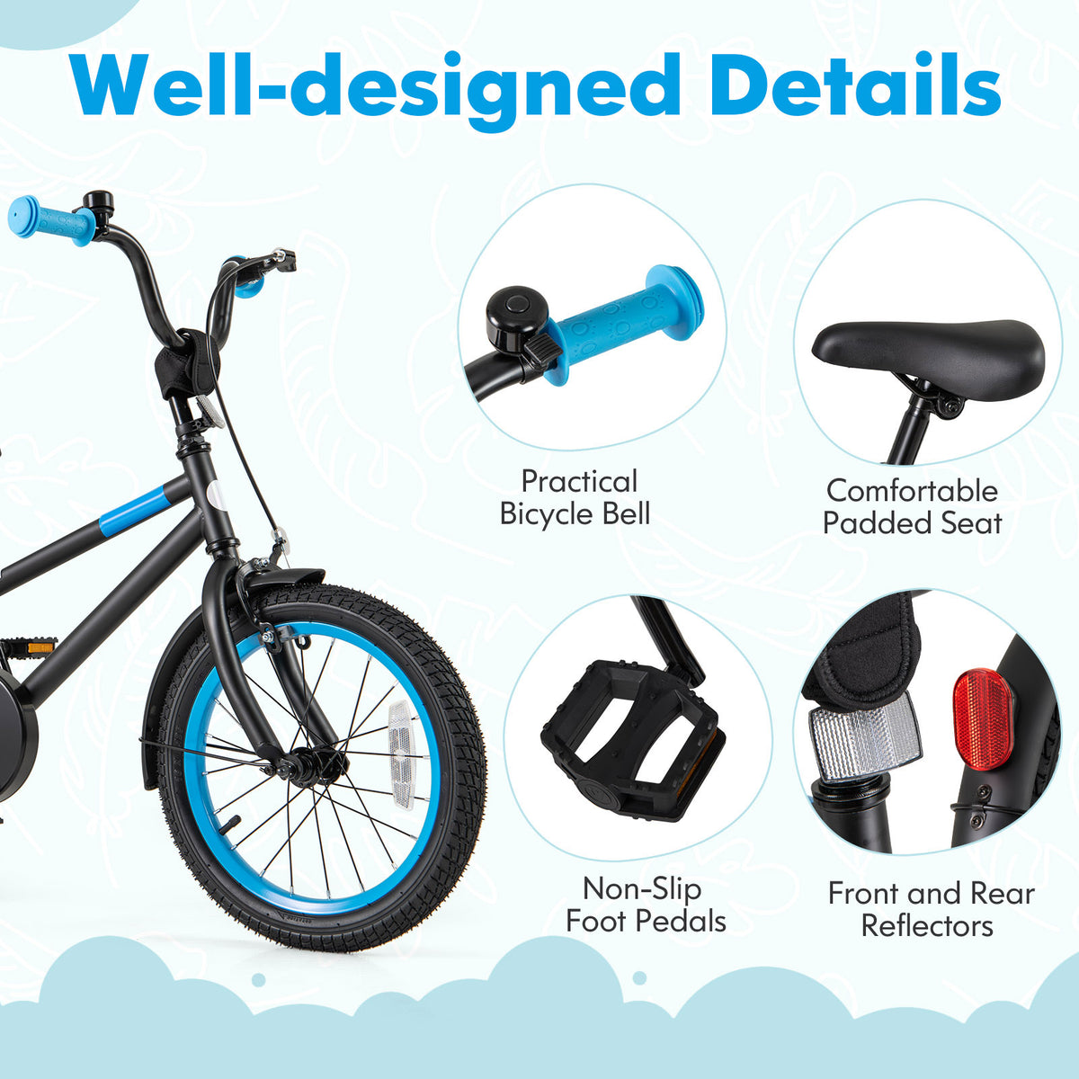 Kids Bike with Training Wheels and Adjustable Handlebar and Seat-Kids Bike-DECOROLALA