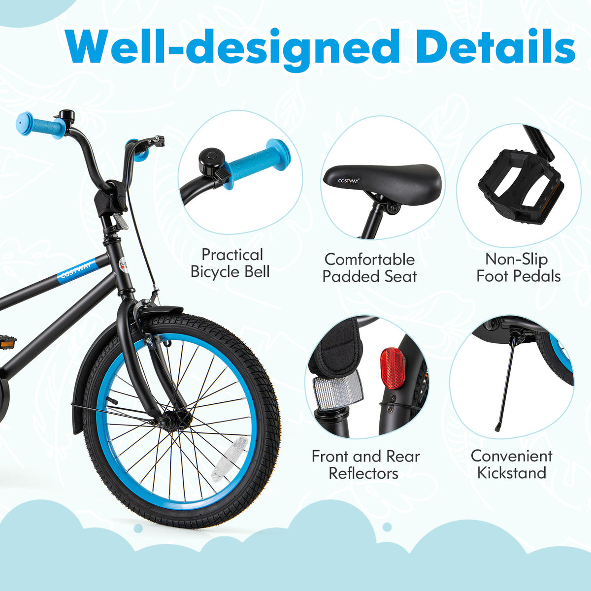 Kids Bike with Training Wheels and Adjustable Handlebar and Seat-Kids Bike-DECOROLALA