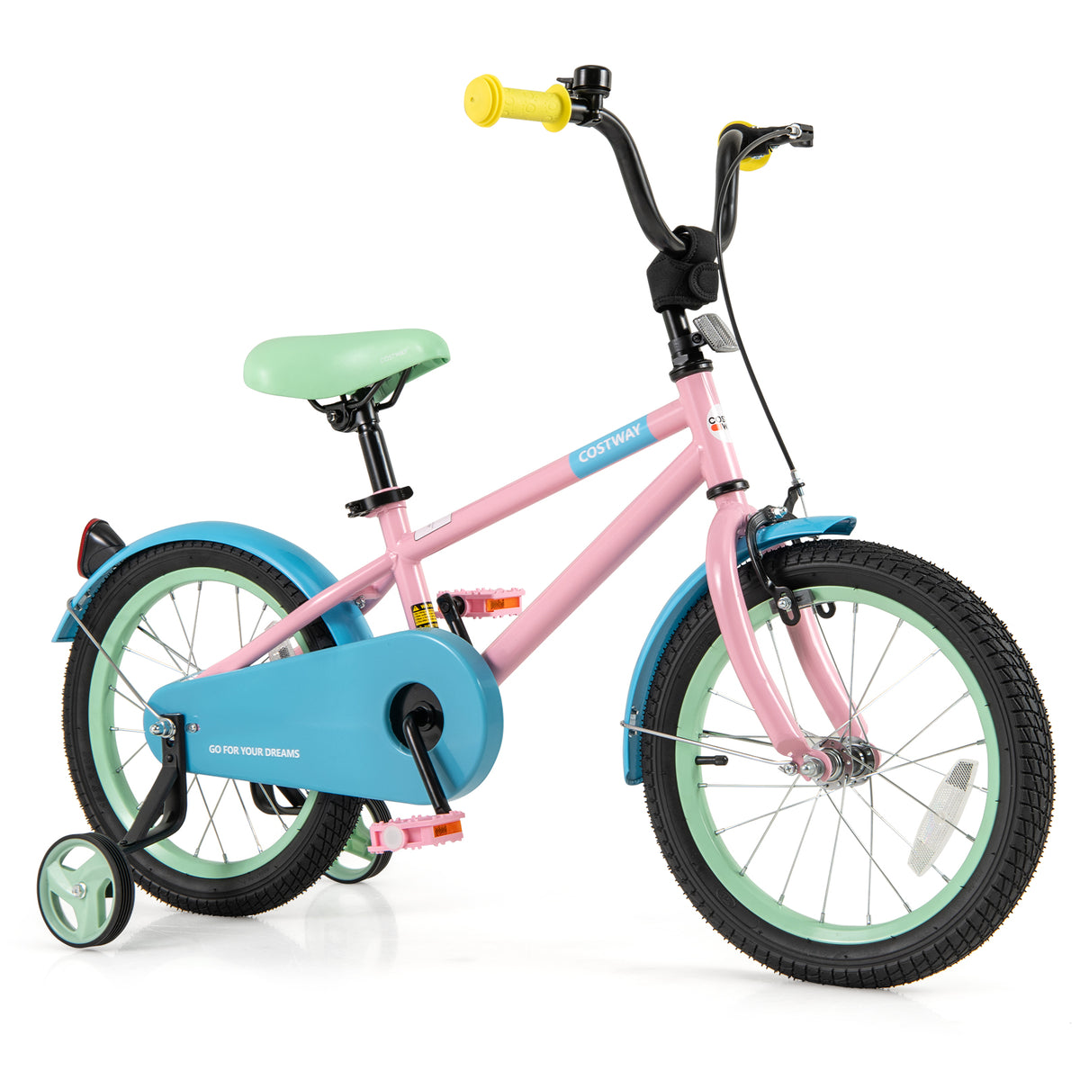Kids Bike with Training Wheels and Adjustable Handlebar and Seat-Kids Bike-DECOROLALA