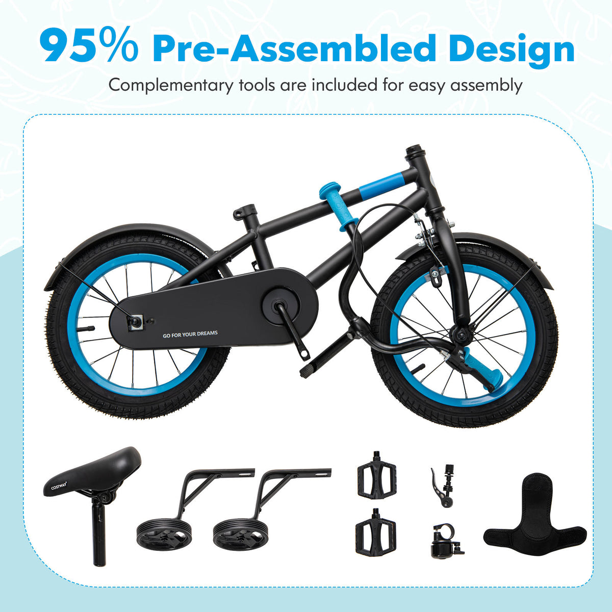 Kids Bike with Training Wheels and Adjustable Handlebar and Seat-Kids Bike-DECOROLALA