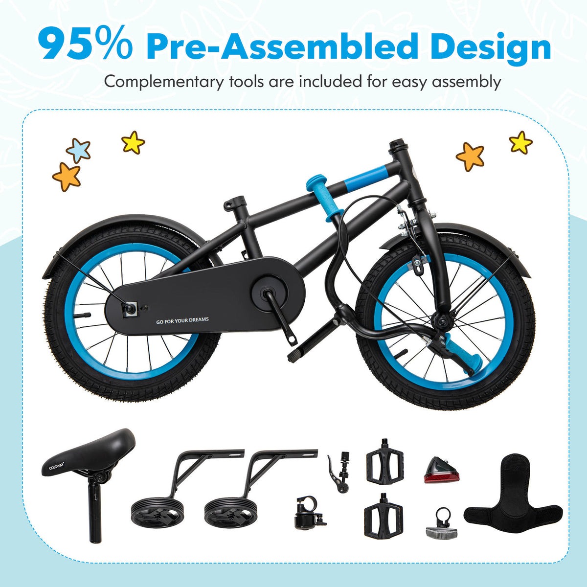 Kids Bike with Training Wheels and Adjustable Handlebar and Seat-Kids Bike-DECOROLALA