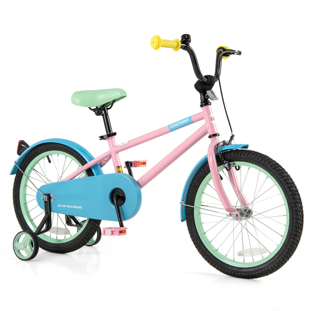 Kids Bike with Training Wheels and Adjustable Handlebar and Seat-Kids Bike-DECOROLALA