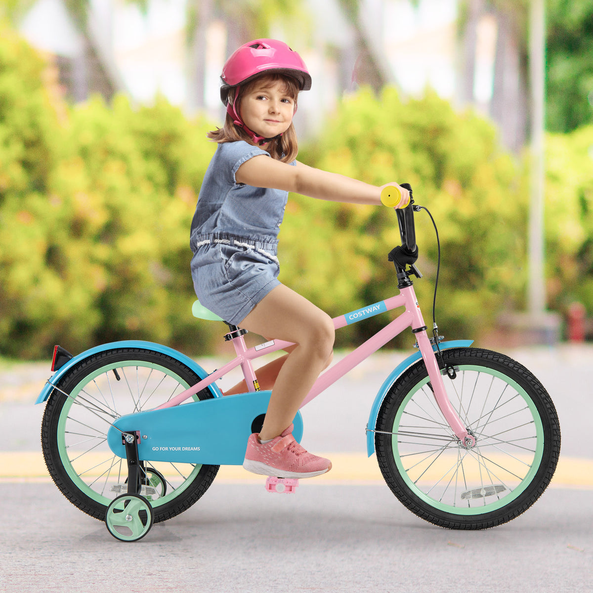 Kids Bike with Training Wheels and Adjustable Handlebar and Seat-Kids Bike-DECOROLALA