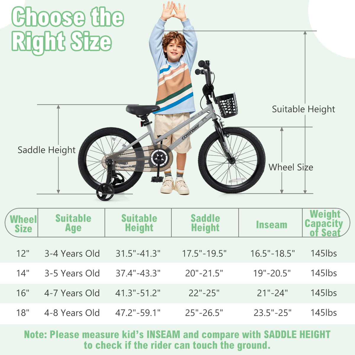 Kids Bike with Training Wheels and Basket - 12" Adjustable for 3-4 Years-Kids Bike-DECOROLALA