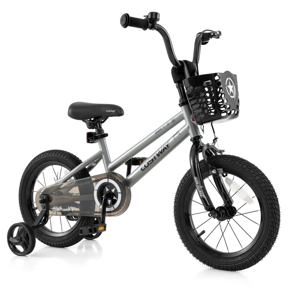 Kids Bike with Training Wheels and Basket - 12" Adjustable for 3-4 Years-Kids Bike-DECOROLALA