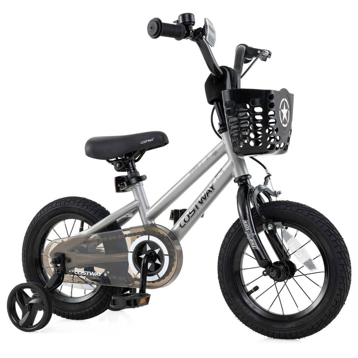 Kids Bike with Training Wheels and Basket - 12" Adjustable for 3-4 Years-Kids Bike-DECOROLALA