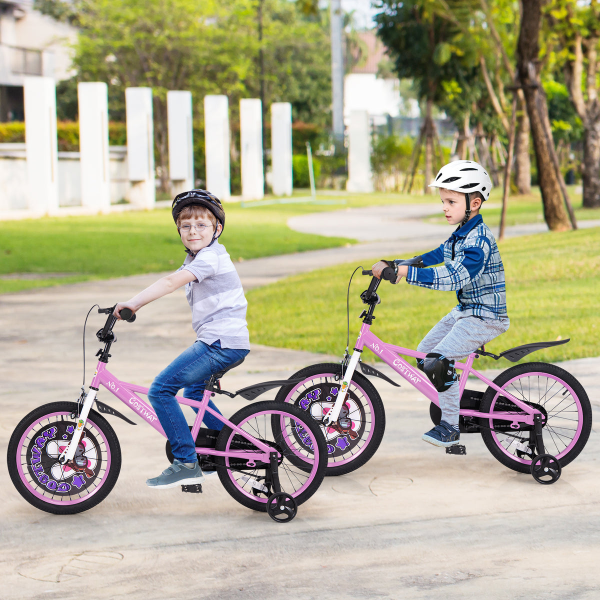 Kids Bike with Training Wheels and Basket - 16"/18" Adjustable-Kids Bike-DECOROLALA