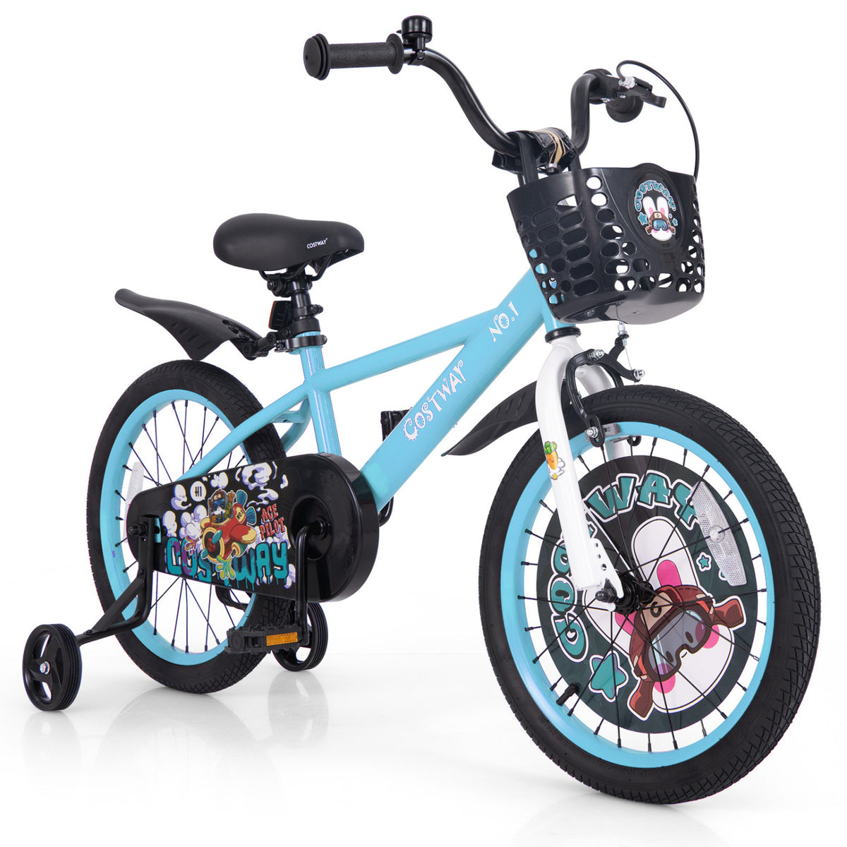 Kids Bike with Training Wheels and Basket - 16"/18" Adjustable-Kids Bike-DECOROLALA