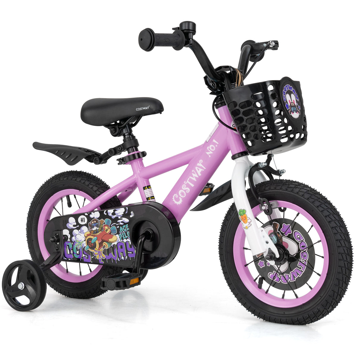 Kids Bike with Training Wheels and Basket - 16"/18" Adjustable-Kids Bike-DECOROLALA