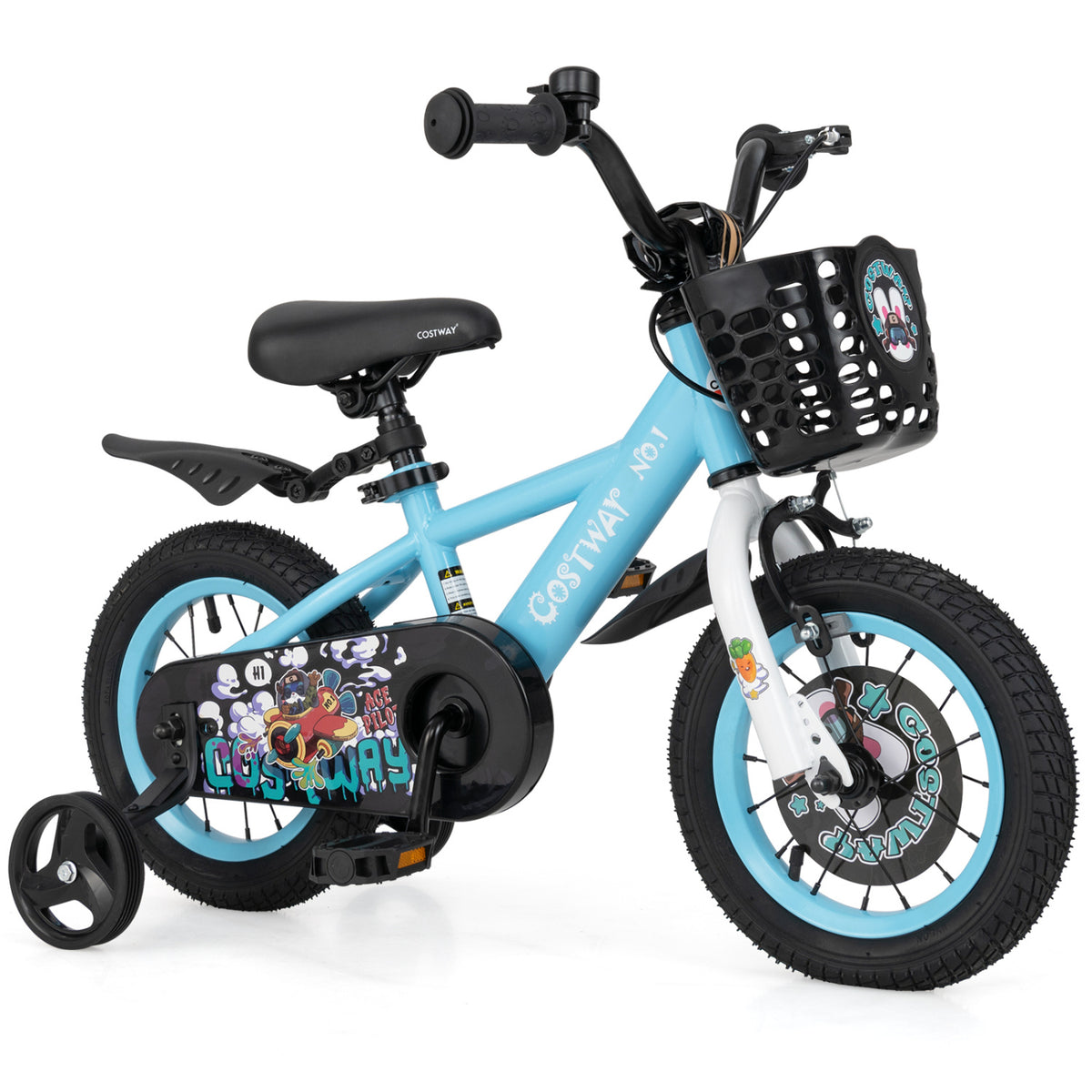Kids Bike with Training Wheels and Basket - 16"/18" Adjustable-Kids Bike-DECOROLALA