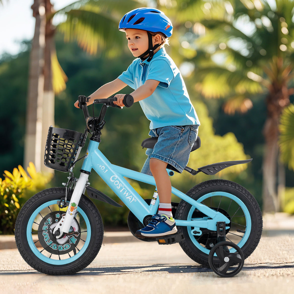 Kids Bike with Training Wheels and Basket - 16"/18" Adjustable-Kids Bike-DECOROLALA