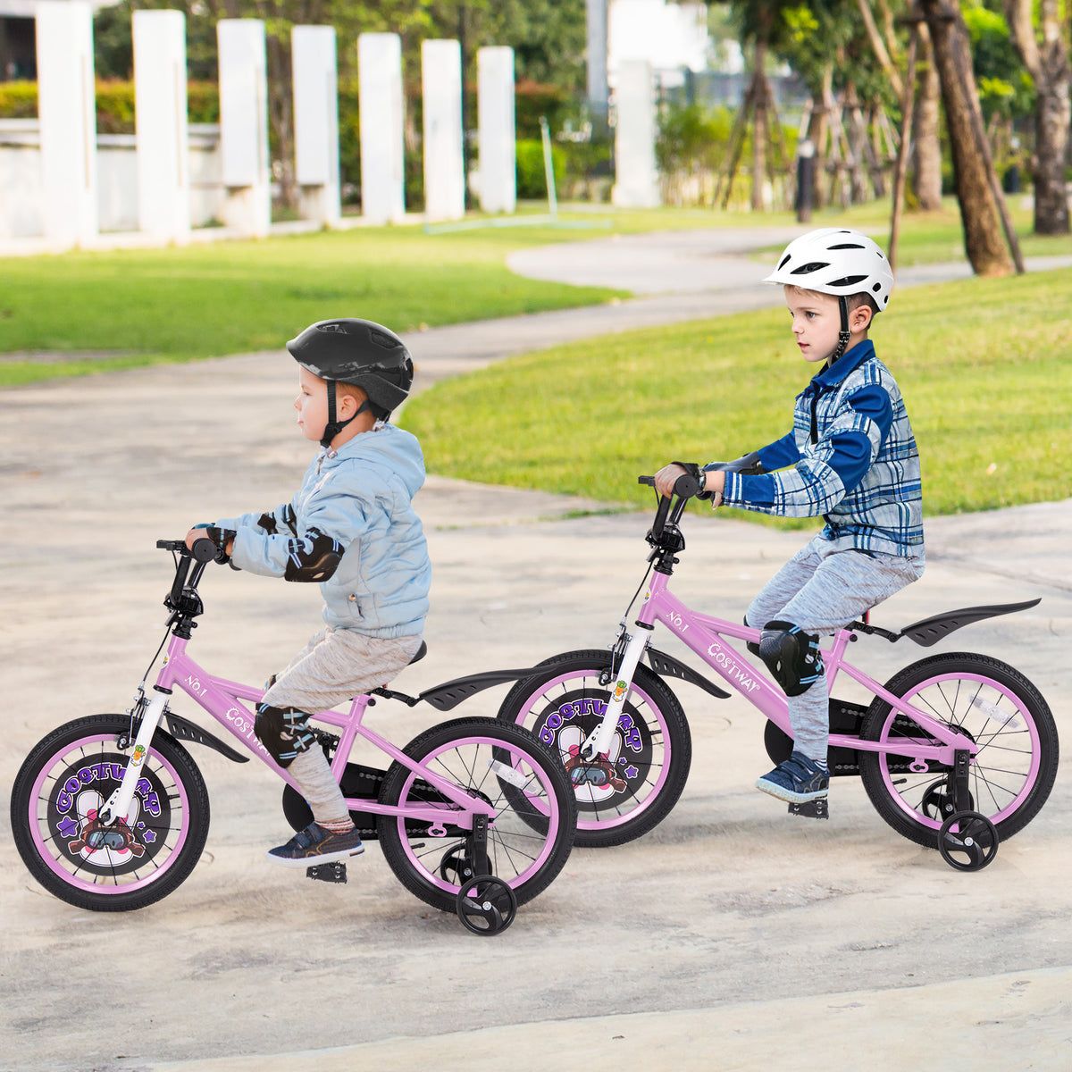 Kids Bike with Training Wheels and Basket - 16"/18" Adjustable-Kids Bike-DECOROLALA