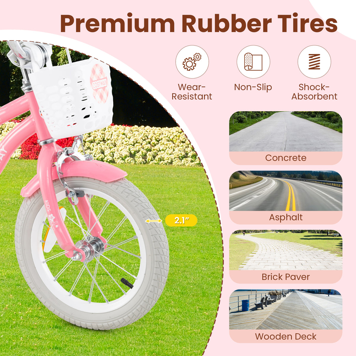 Kids Bike with Training Wheels and Basket, 4-8 Years Old-Kids Bike-DECOROLALA