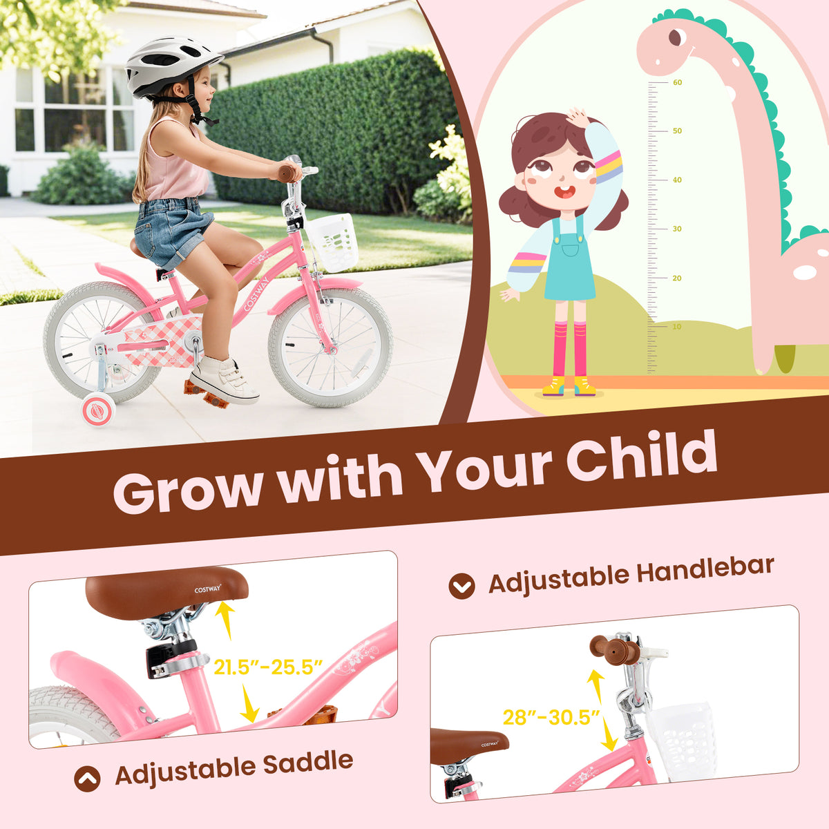 Kids Bike with Training Wheels and Basket, 4-8 Years Old-Kids Bike-DECOROLALA