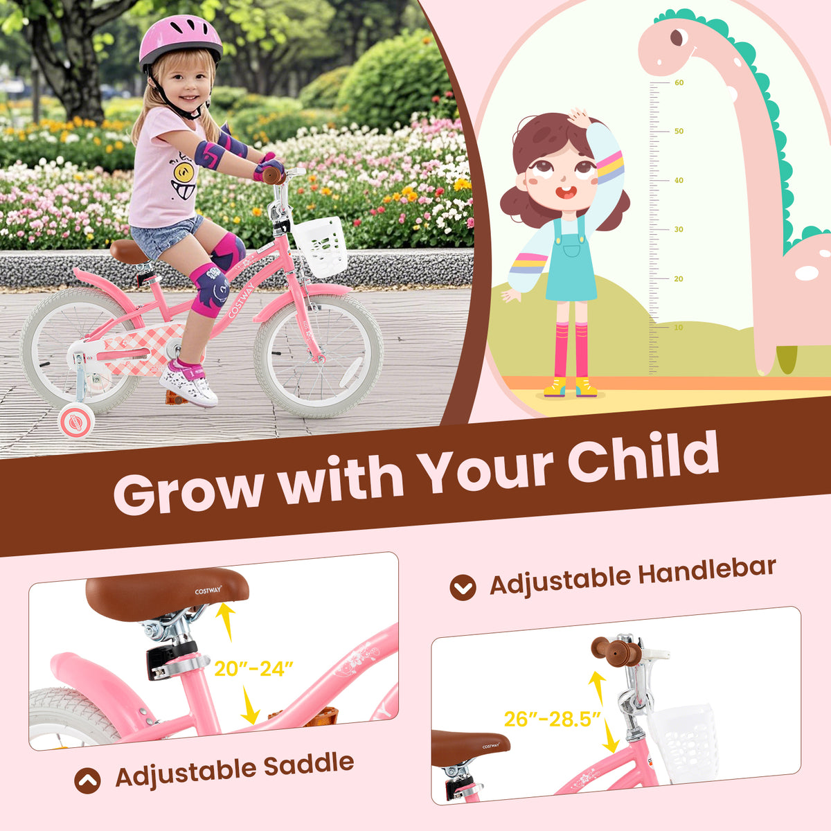 Kids Bike with Training Wheels and Basket, 4-8 Years Old-Kids Bike-DECOROLALA