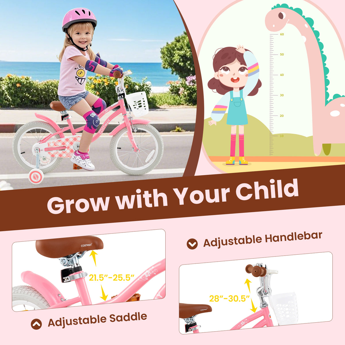 Kids Bike with Training Wheels and Basket, 4-8 Years Old-Kids Bike-DECOROLALA