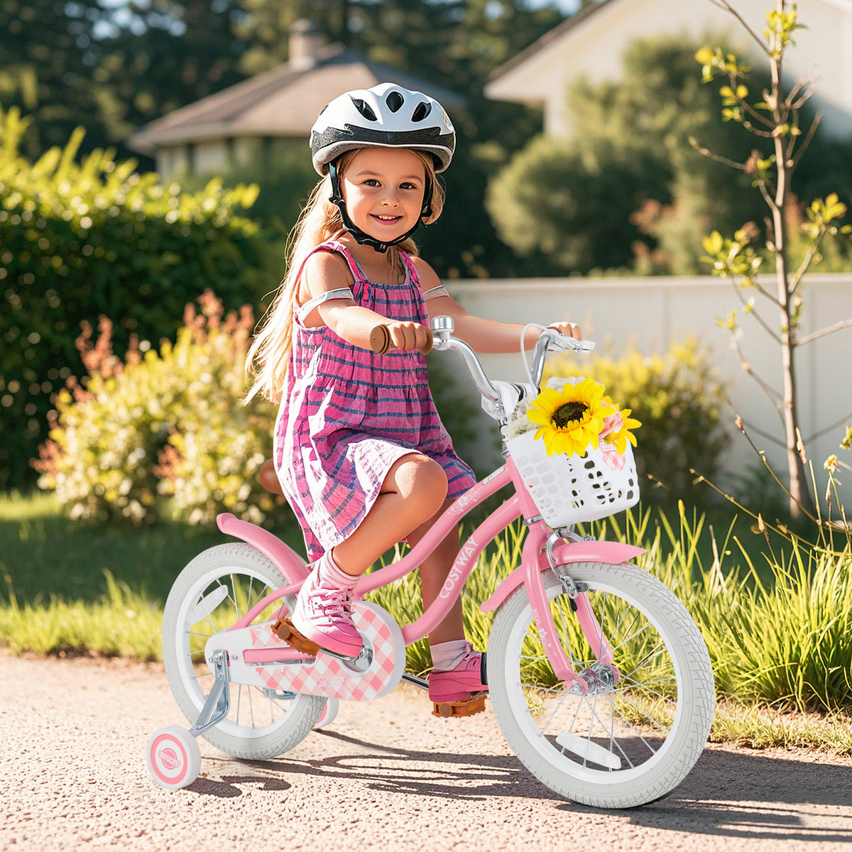 Kids Bike with Training Wheels and Basket, 4-8 Years Old-Kids Bike-DECOROLALA